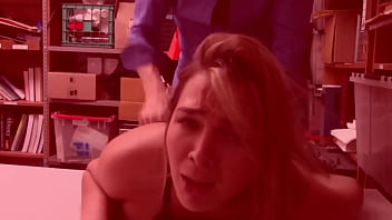 Big Breasted Shoplifting Blonde Teen Goes On Her Knees For Security Power