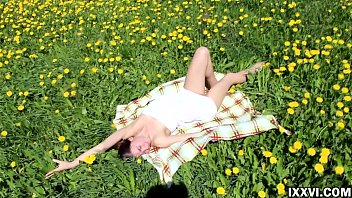 Beautiful Teen Ananta Shakti Masturbates Her Pussy On A Field With Dandelions