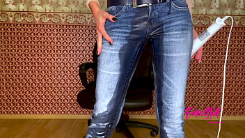 Euroslut Massive Grool Soaking Jeans Wetting Orgasm