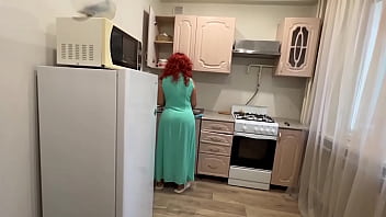 Step Mom With A Big Ass Satisfied Her With Her Anal In The Kitchen